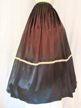 Load image into Gallery viewer, Dark Green Skirt, Full-Length Flowing Satin Skirt with Lace Trim
