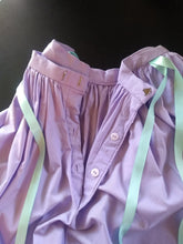 Load image into Gallery viewer, Purple Cotton Skirt with Turquoise Ribbons
