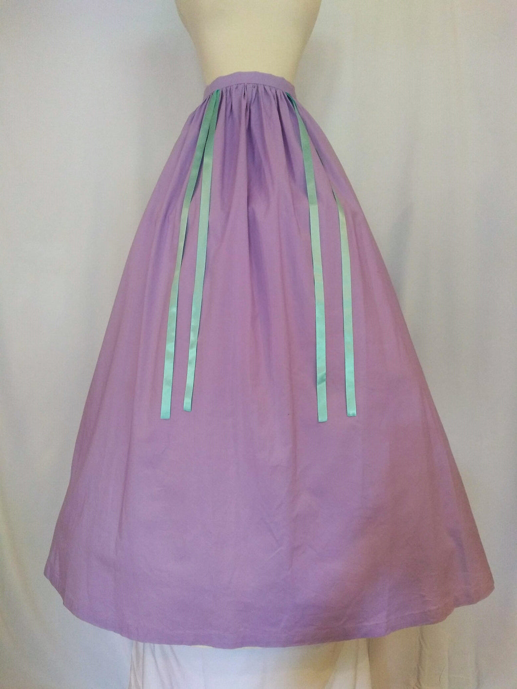Purple Cotton Skirt with Turquoise Ribbons