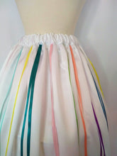 Load image into Gallery viewer, White Satin Skirt with Colorful Ribbons
