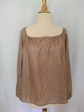 Load image into Gallery viewer, Ladies Blouse, Shimmery Crinkle Light-Weight Tan Blouse
