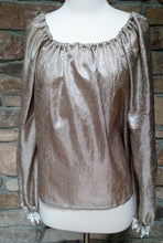 Load image into Gallery viewer, Ladies Blouse, Shimmery Crinkle Light-Weight Tan Blouse
