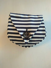 Load image into Gallery viewer, Sailor Belt Pouch Cotton Navy Blue Nautical Stripes
